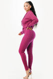 Cable Hoodie Sweater 2pcs Set Fuchsia - Rosa Apparel