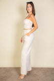 Capella Casual Bustier Cami Top & Slant Straight Pants Set - Rosa Apparel