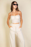 Capella Casual Bustier Cami Top & Slant Straight Pants Set - Rosa Apparel