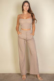 Capella Casual Bustier Cami Top & Slant Straight Pants Set - Rosa Apparel