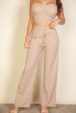 Capella Casual Bustier Cami Top & Slant Straight Pants Set - Rosa Apparel
