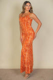 Capella Tie Dye Printed Cami Bodycon Scoop Neck Maxi Dress - Rosa Apparel
