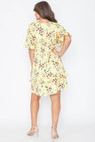 Casual Floral V-Neck Short Sleeves Ruffle Dress by EG Fashion - Rosa Apparel