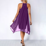 Chiffon Halter Neck Mini Dress Sleeveless Cocktail Gown