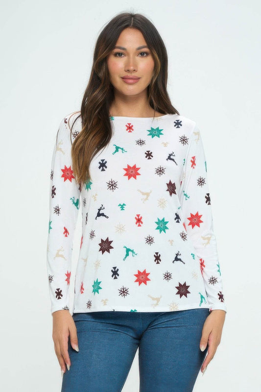Christmas High-Low Top – Festive Scoop Neck Holiday Shirt - Rosa Apparel