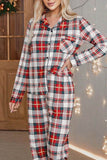 Christmas Plaid Two-Piece Long Sleeve Pajamas Set – Women’s Holiday PJs by Rosa Apparel - Rosa Apparel