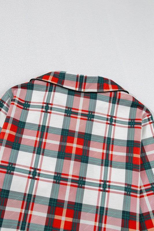 Christmas Plaid Two-Piece Long Sleeve Pajamas Set – Women’s Holiday PJs by Rosa Apparel - Rosa Apparel