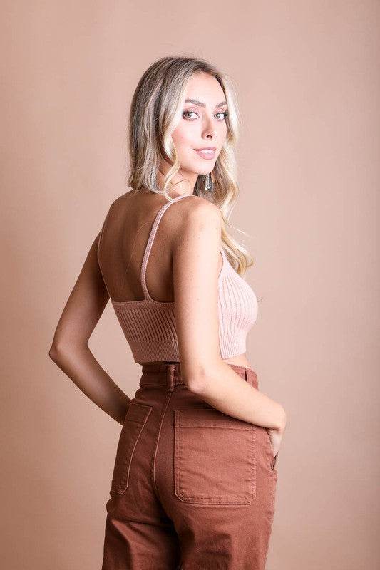 Contour Rib Knit Brami Lounge Top - Rosa Apparel