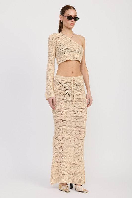 Crochet Maxi Skirt with Waist Drawstrings – Women’s Skirt - Rosa Apparel