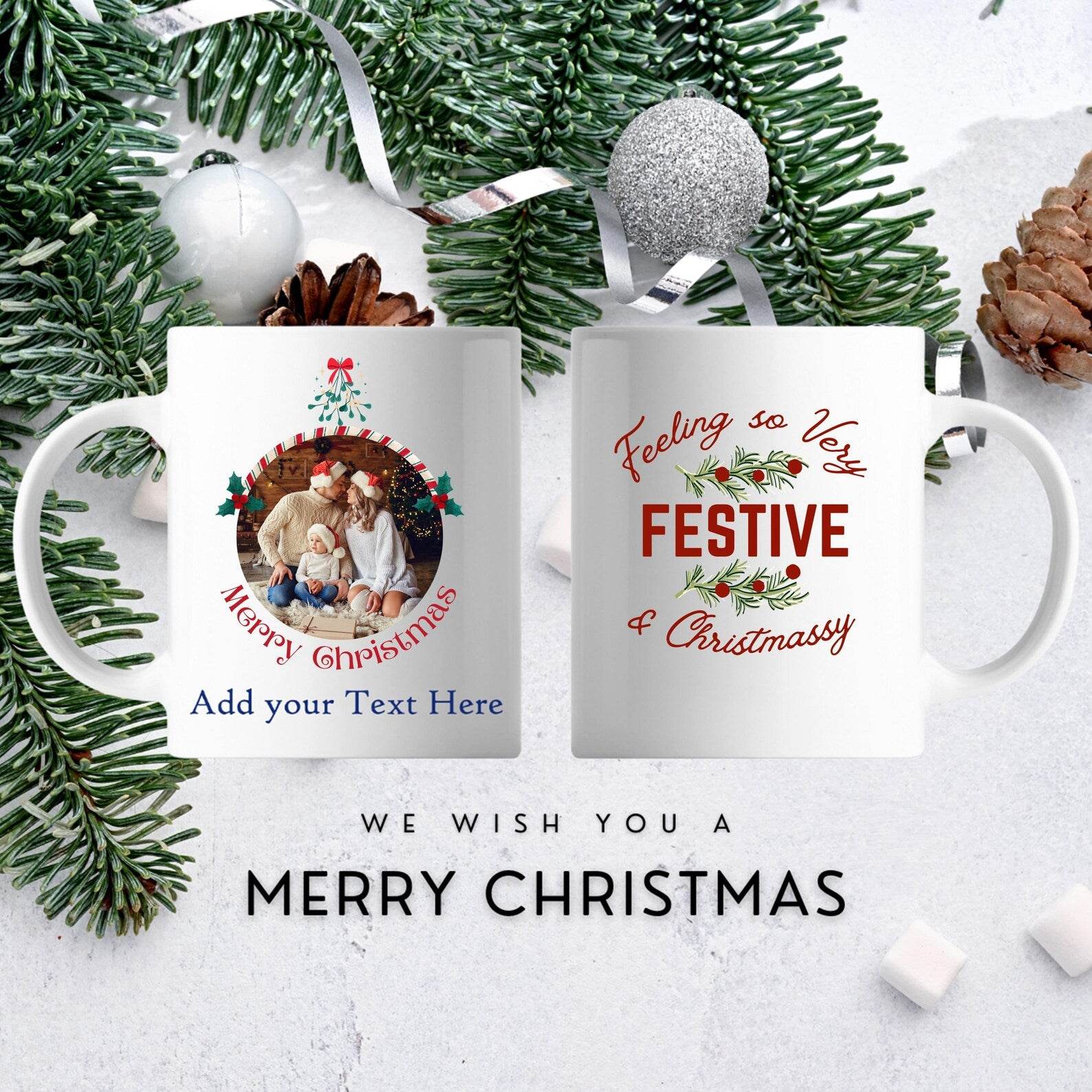 Custom Coffee Mug with Photo, Personalized Picture Coffee Cup, Christmas Mug Gift for Him / Her, Customizable Logo-Text Mug - Rosa Apparel