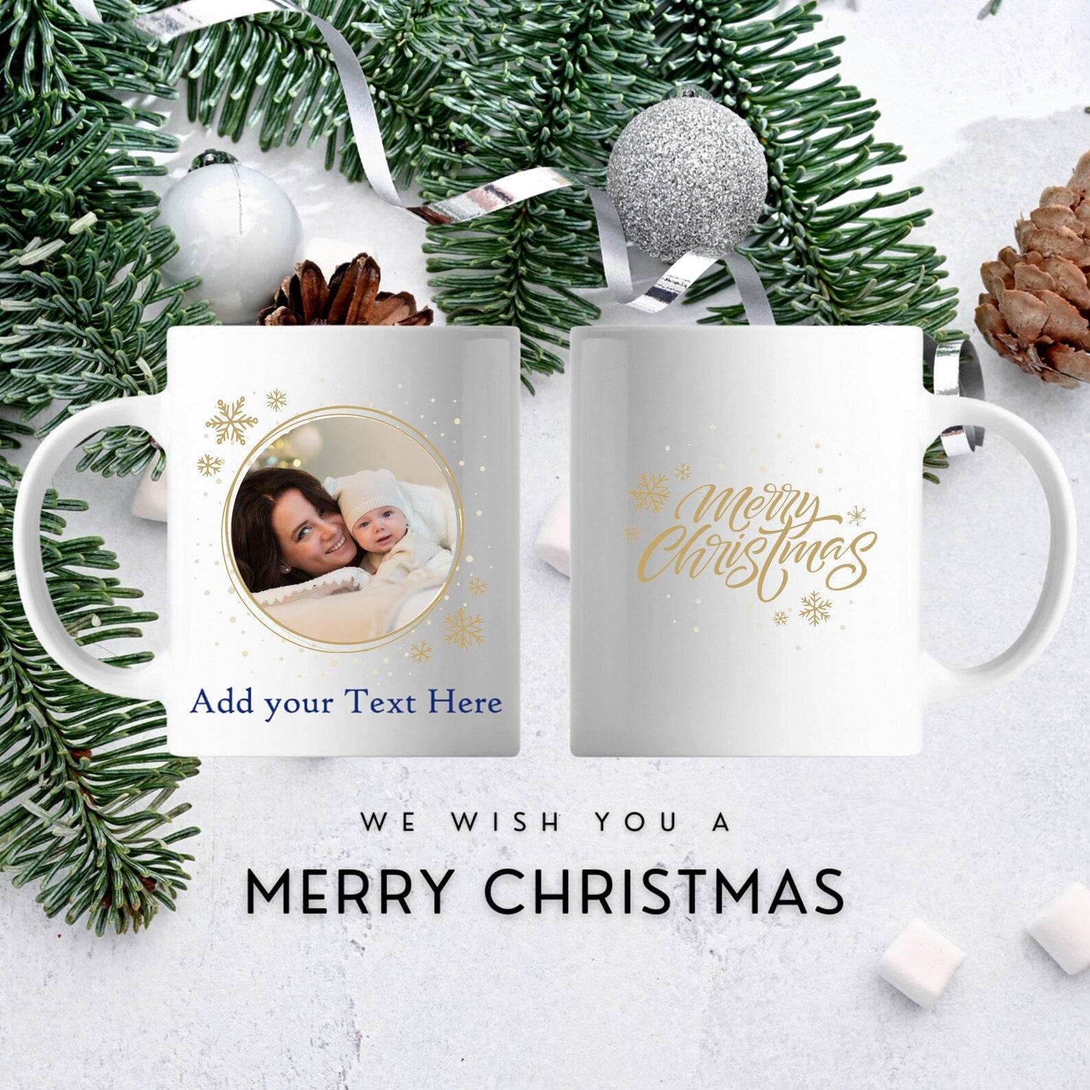 Custom Coffee Mug with Photo, Personalized Picture Coffee Cup, Christmas Mug Gift for Him / Her, Customizable Logo-Text Mug - Rosa Apparel