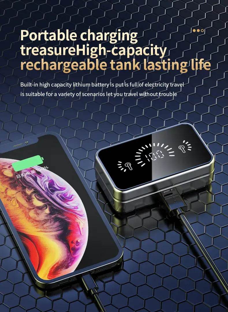DZ-iTech Wireless Gaming TWS Earbuds S20, 1200mAh Battery, Mirror LCD Power Display - Rosa Apparel