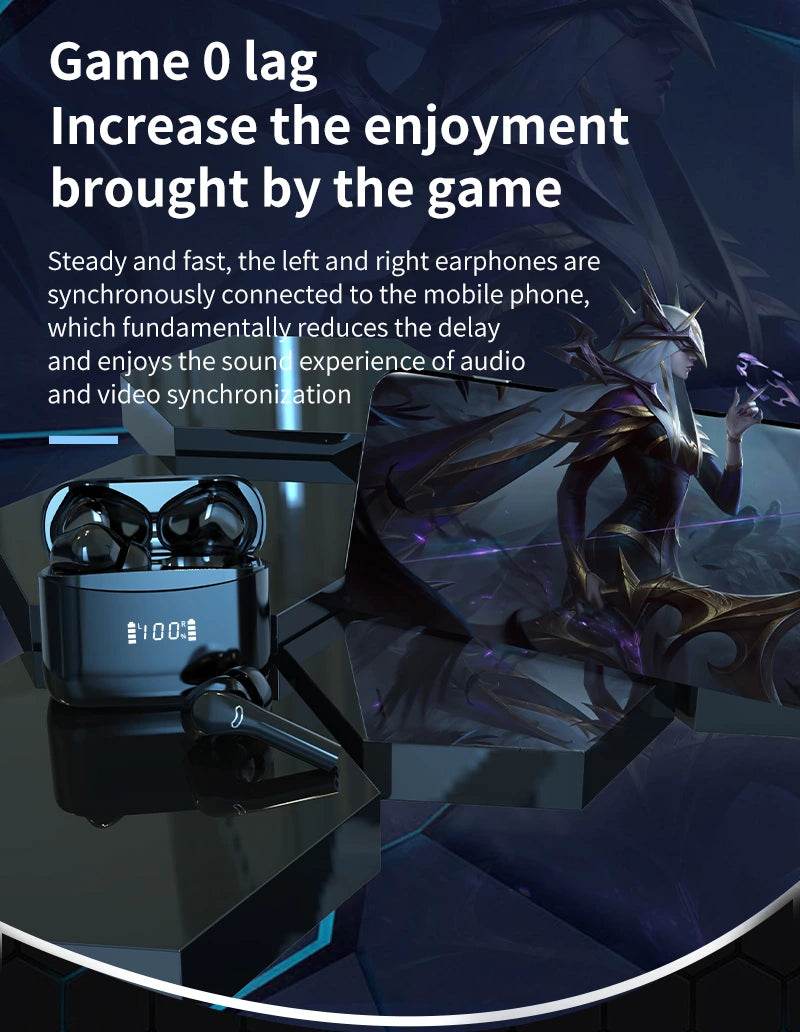 DZ-iTech Wireless Earbuds J5 Pro, ANC+ENC, Noise Cancelling Headsets TWS BT5.3. 36H of Usage time, LCD Power Display - Rosa Apparel