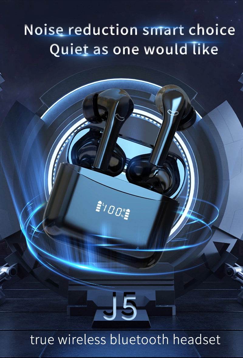 DZ-iTech Wireless Earbuds J5 Pro, ANC+ENC, Noise Cancelling Headsets TWS BT5.3. 36H of Usage time, LCD Power Display - Rosa Apparel