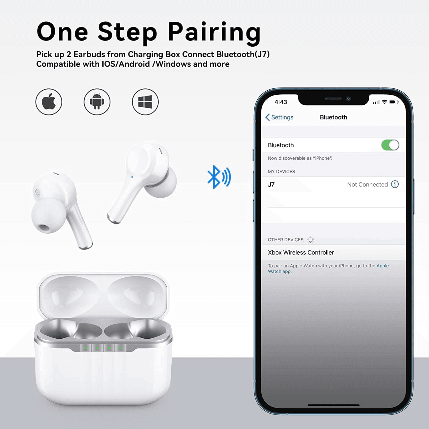 DZ-iTech Wireless Earbuds J7, ANC+ENC, Noise Cancelling Headsets TWS BT5.3. 25H of Usage time, Built-in Microphone, True Wireless Stereo, Waterproof - Rosa Apparel