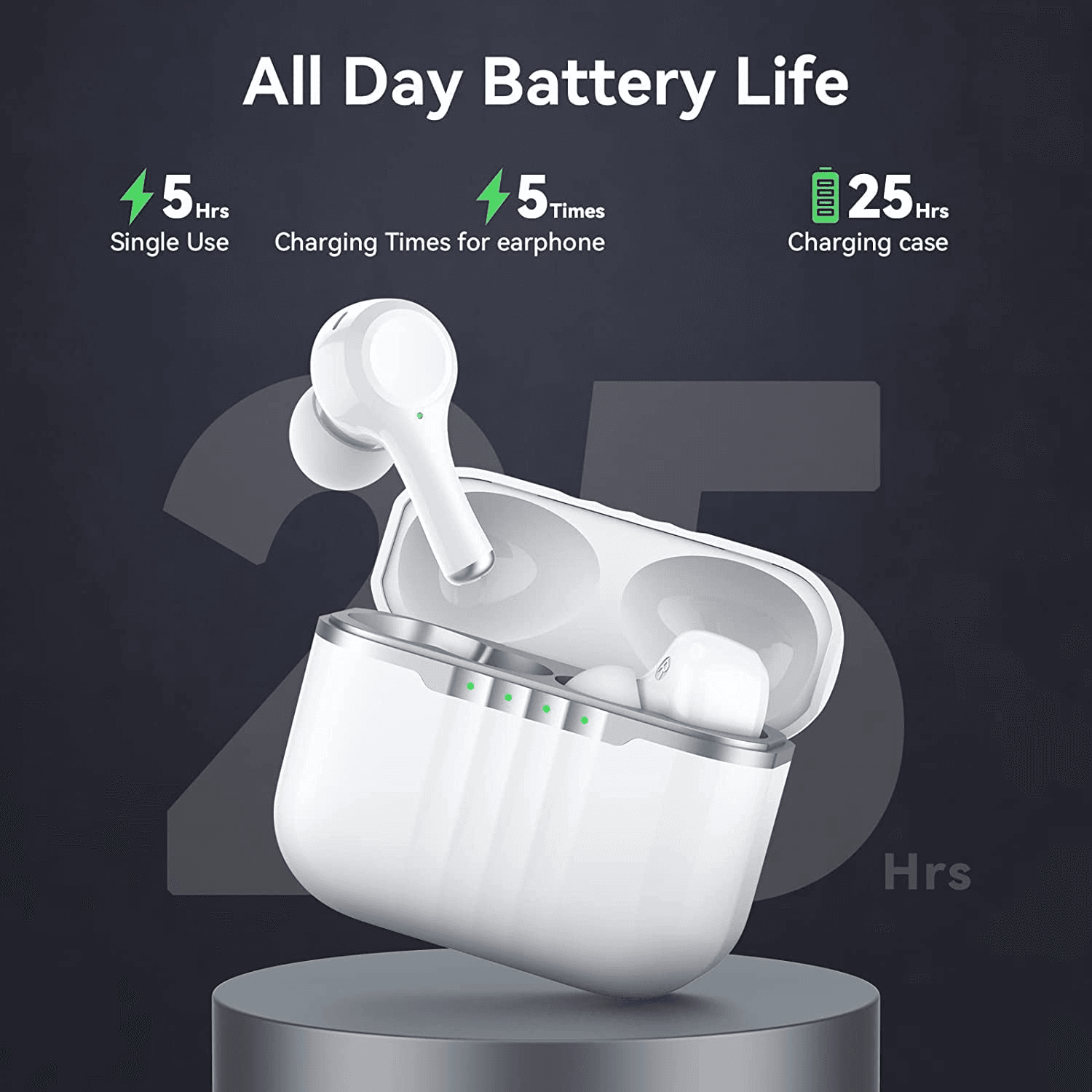 DZ-iTech Wireless Earbuds J7, ANC+ENC, Noise Cancelling Headsets TWS BT5.3. 25H of Usage time, Built-in Microphone, True Wireless Stereo, Waterproof - Rosa Apparel