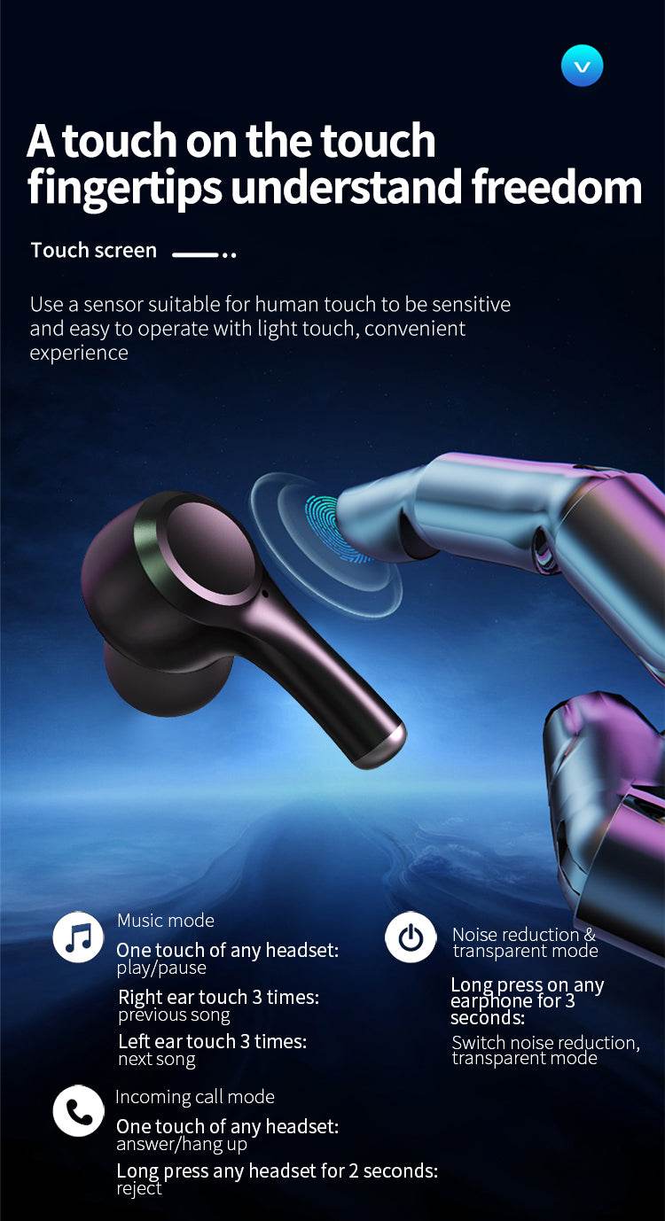 DZ-iTech Wireless Earbuds J7, ANC+ENC, Noise Cancelling Headsets TWS BT5.3. 25H of Usage time, Built-in Microphone, True Wireless Stereo, Waterproof - Rosa Apparel