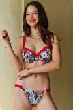Davi & Dani Flower Print Ruffled Bikini Set - Rosa Apparel