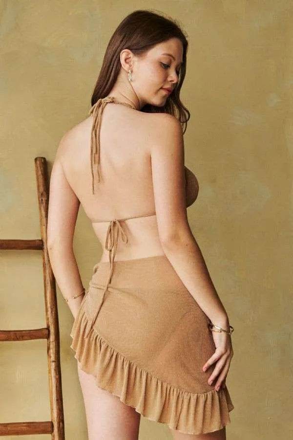 Davi & Dani Halter Skirt Bikini Swim Set - Rosa Apparel