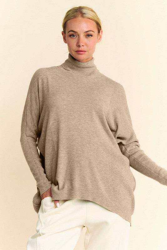 Davi & Dani Turtleneck Long Sleeve Knit Top Sweater - Rosa Apparel