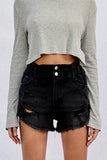 Denim Lab USA Super High Rise Frayed Destroyed Stretch Denim Shorts - Rosa Apparel