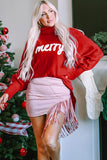 Double Take Full Size Merry Christmas Turtleneck Long Sleeve Sweater - Rosa Apparel