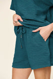 Double Take Full Size Texture Short Sleeve T-Shirt and Drawstring Shorts Set - Rosa Apparel