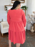 Double Take Full Size V-Neck Balloon Sleeve Tiered Dress with Pockets - Rosa Apparel