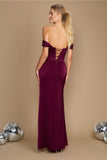 Dylan & Davids Corset Satin Off Shoulder Prom Dress with High Slit and Strappy Back DD1249