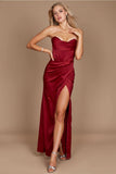 Dylan & Davids Corset Satin Off Shoulder Prom Dress with High Slit and Strappy Back DD1249