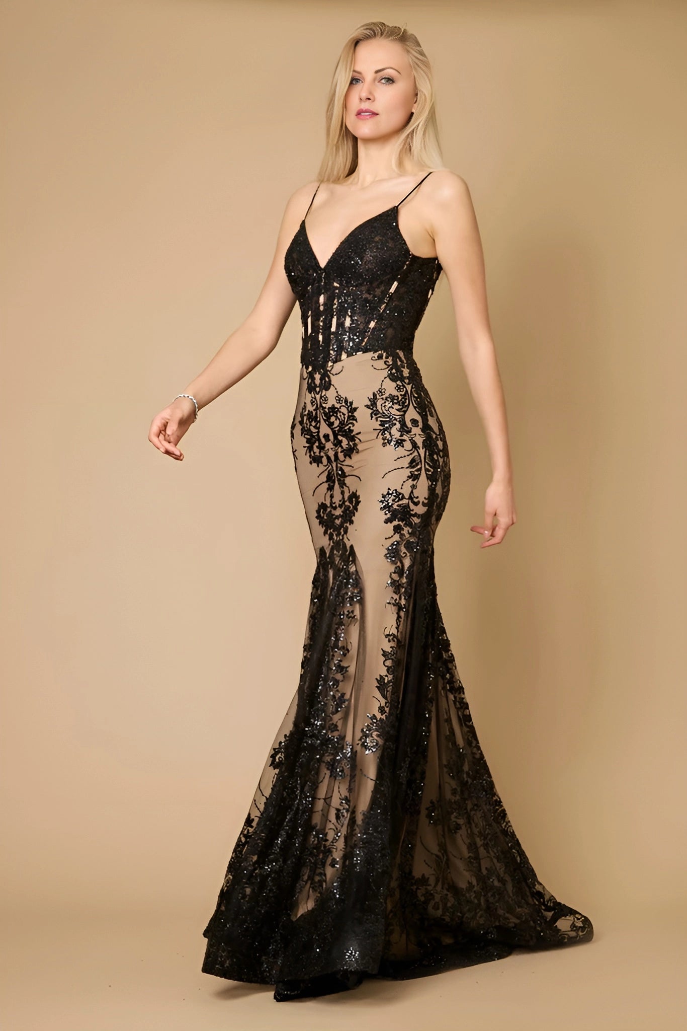 chinese dress ladies Dylan & Davids Fitted Long Formal Dress DD1238