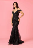 Dylan & Davids Off Shoulder Sequin Corset Formal Dress DD1354