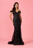 Dylan & Davids Off Shoulder Sequin Corset Formal Dress DD1354