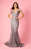Dylan & Davids Off Shoulder Sequin Corset Formal Dress DD1354