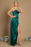 Dylan & Davids Satin Corset Cowl Neck Prom Dress with Slit