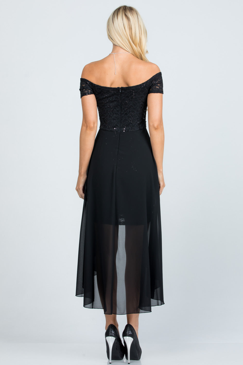 LA Scala Off-the-Shoulder Lace Dress 25503