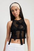SLEEVELESS SHEER BOW TOP - Rosa Apparel