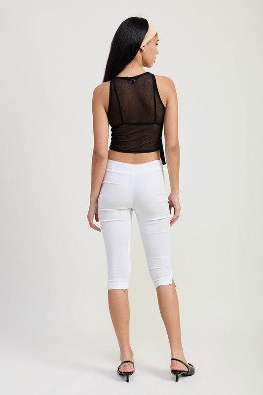 SLEEVELESS SHEER BOW TOP - Rosa Apparel