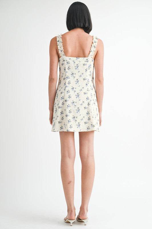 Emory Park V-Neck Ruffle Bow Tie Mini Dress - Rosa Apparel