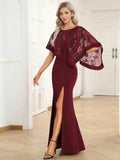 Ever Pretty Floor Length Side Split Round Neck Cover Sleeves Dress - Rosa Apparel