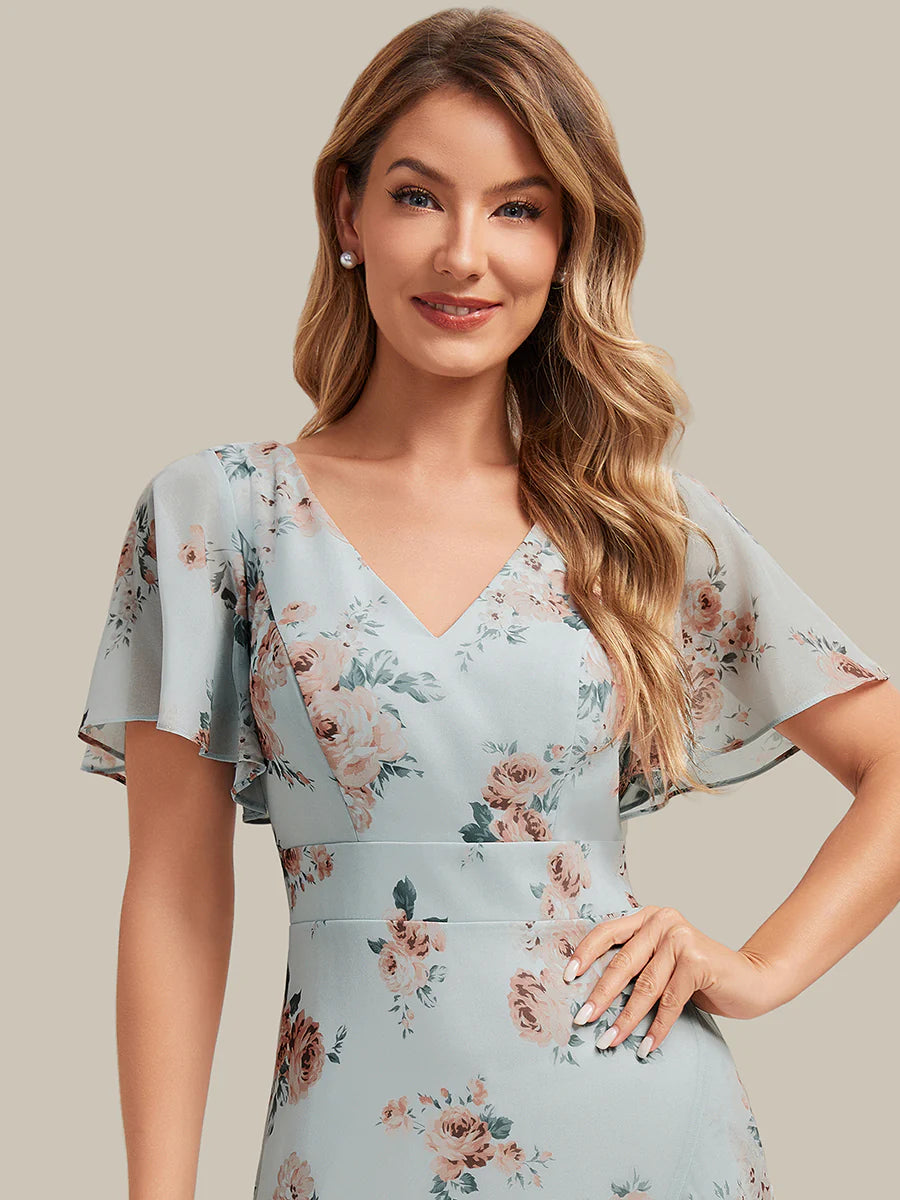 Ever-Pretty High Low Bridesmaid Dress with Flutter Sleeves Ever-Pretty High Low Bridesmaid Dress with Flutter Sleeves
