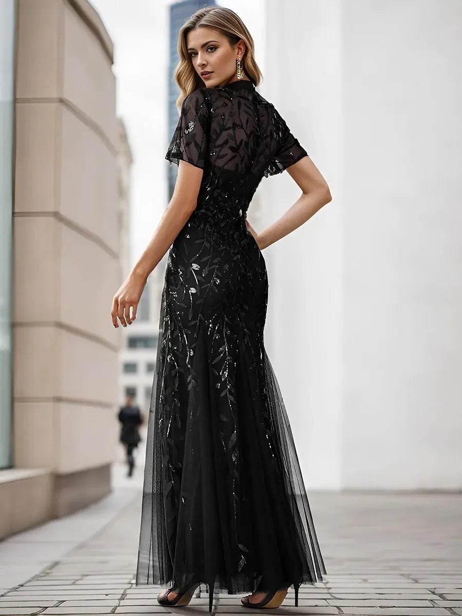 Sequin Shiny Fishtail Tulle Dresses - Rosa Apparel