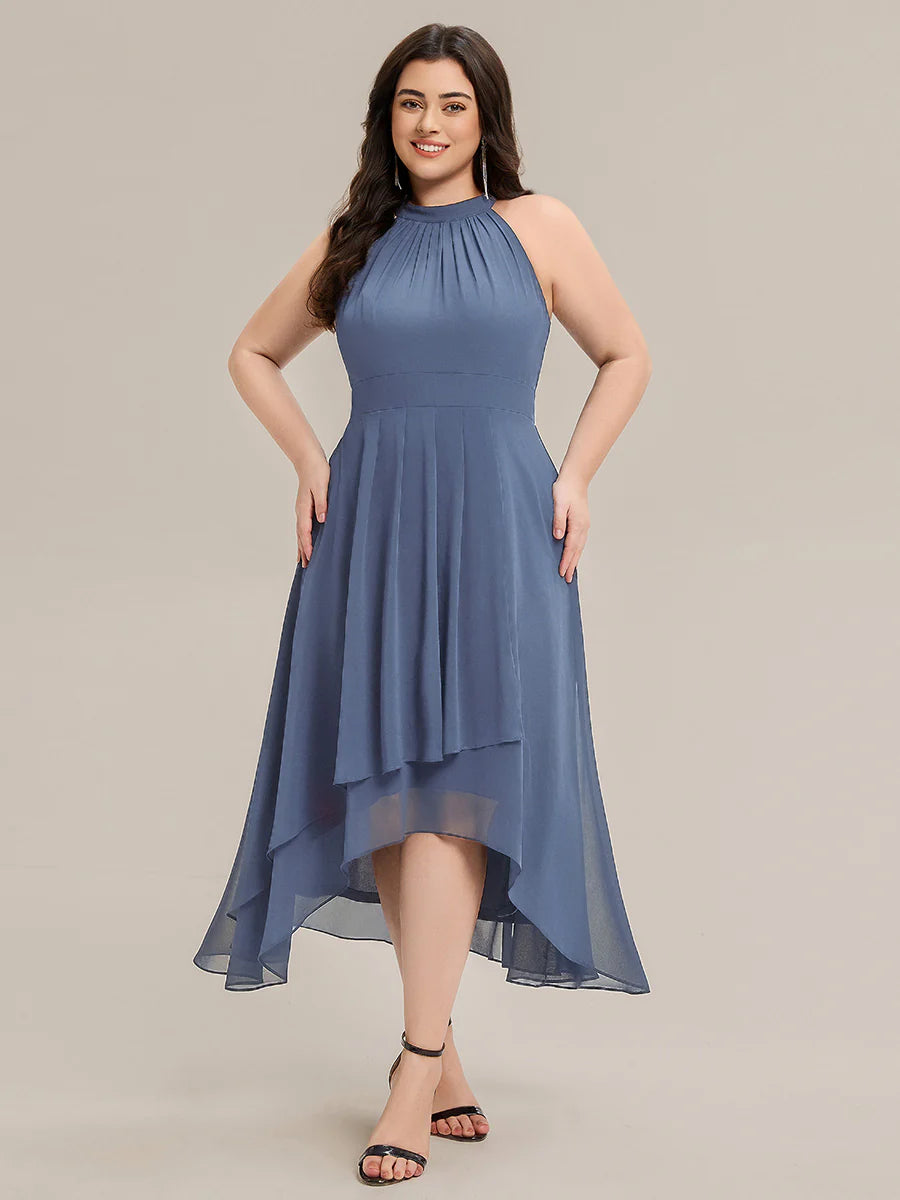 Ever Pretty Sleeveless Halter Neck A-Line High-Low Chiffon Dress