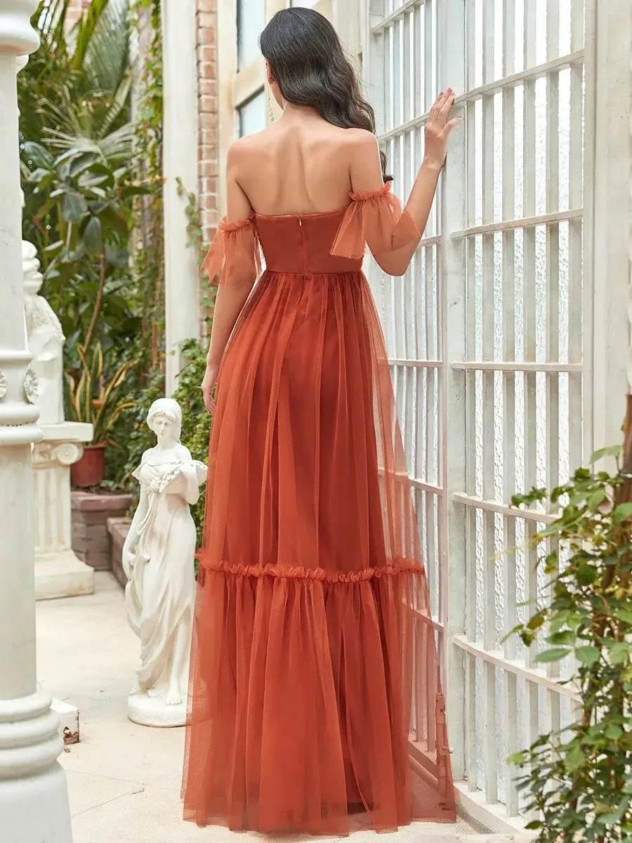 Ever Pretty Strapless A line Ruffles Sleeves Dresses - Rosa Apparel