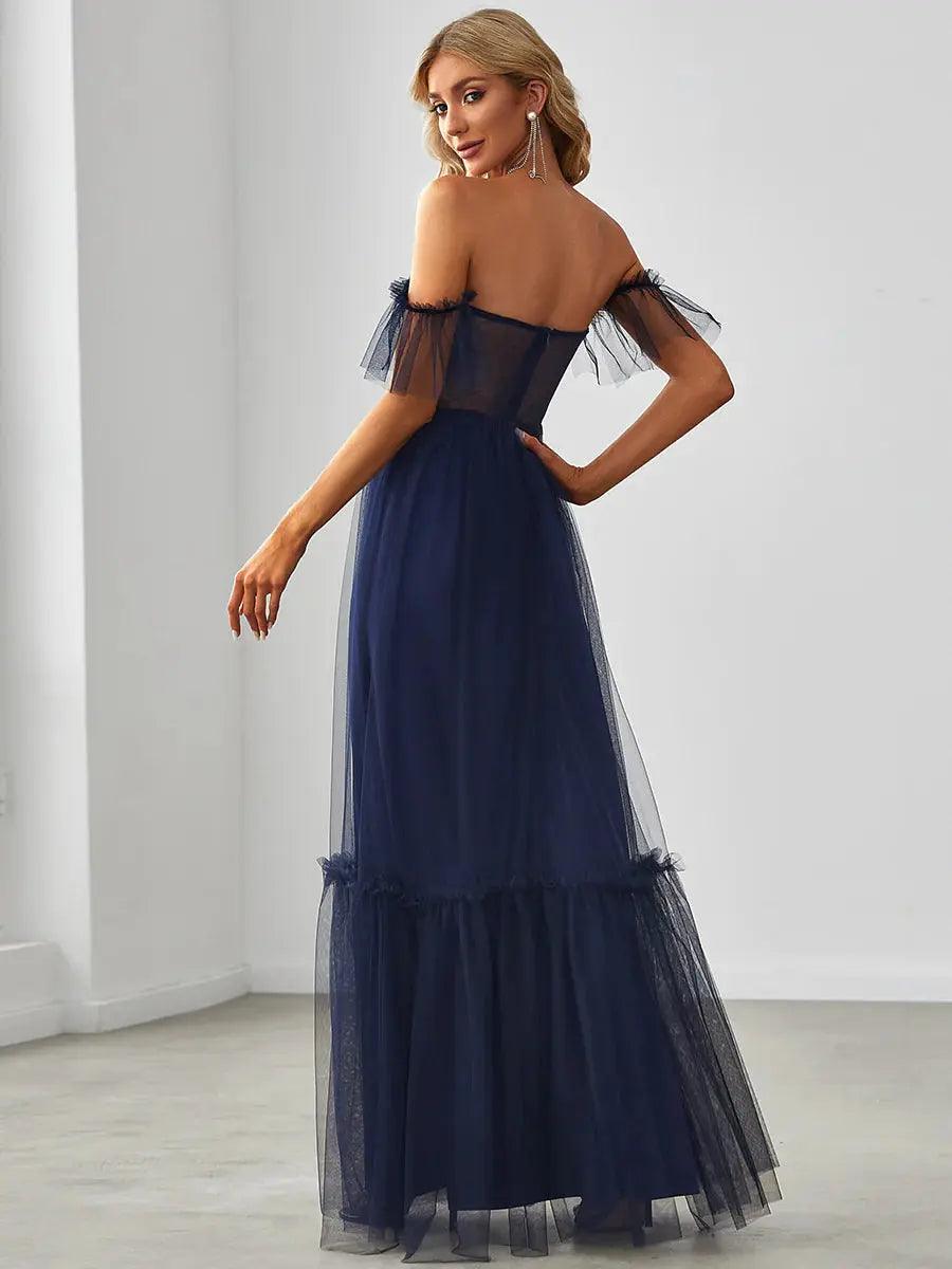 Ever Pretty Strapless A line Ruffles Sleeves Dresses - Rosa Apparel