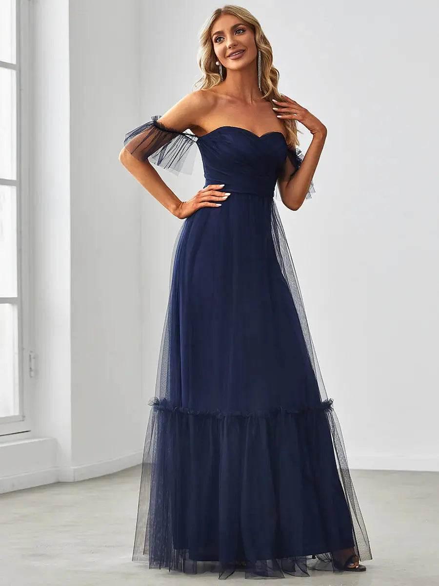 Ever Pretty Strapless A line Ruffles Sleeves Dresses - Rosa Apparel