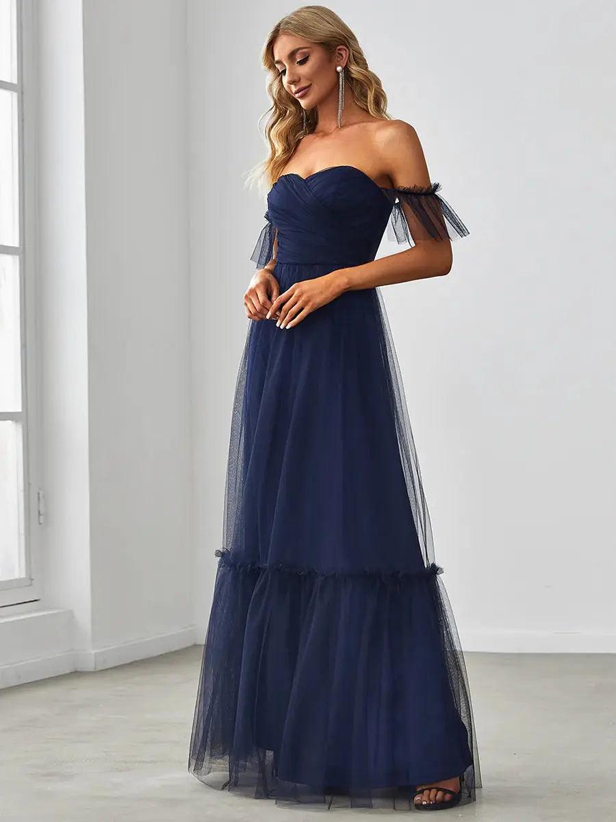 Ever Pretty Strapless A line Ruffles Sleeves Dresses - Rosa Apparel