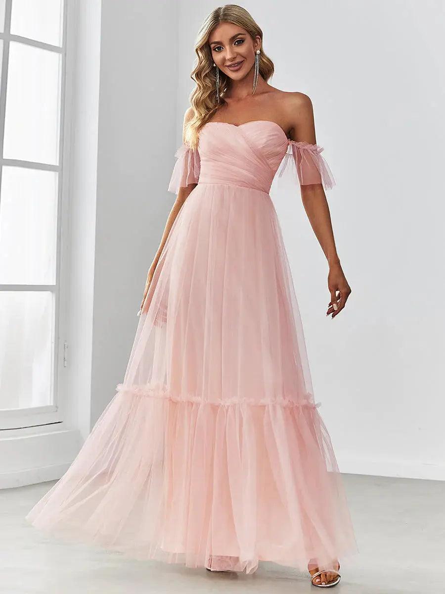 Ever Pretty Strapless A line Ruffles Sleeves Dresses - Rosa Apparel