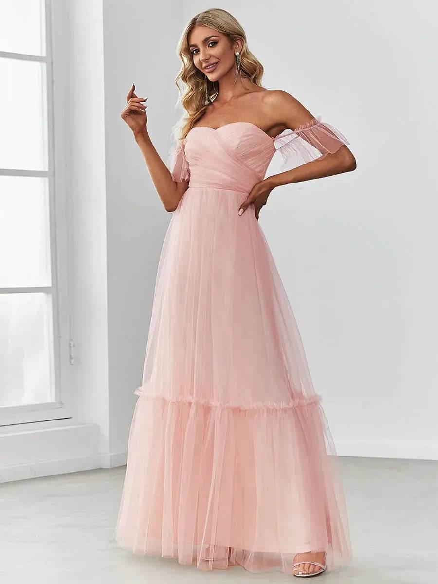 Ever Pretty Strapless A line Ruffles Sleeves Dresses - Rosa Apparel