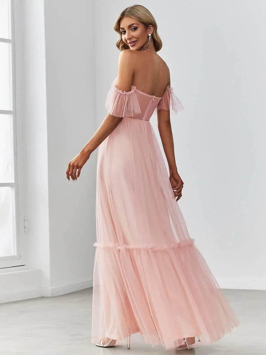 Ever Pretty Strapless A line Ruffles Sleeves Dresses - Rosa Apparel